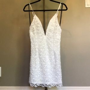 White lace check forever 21 bodycon dress